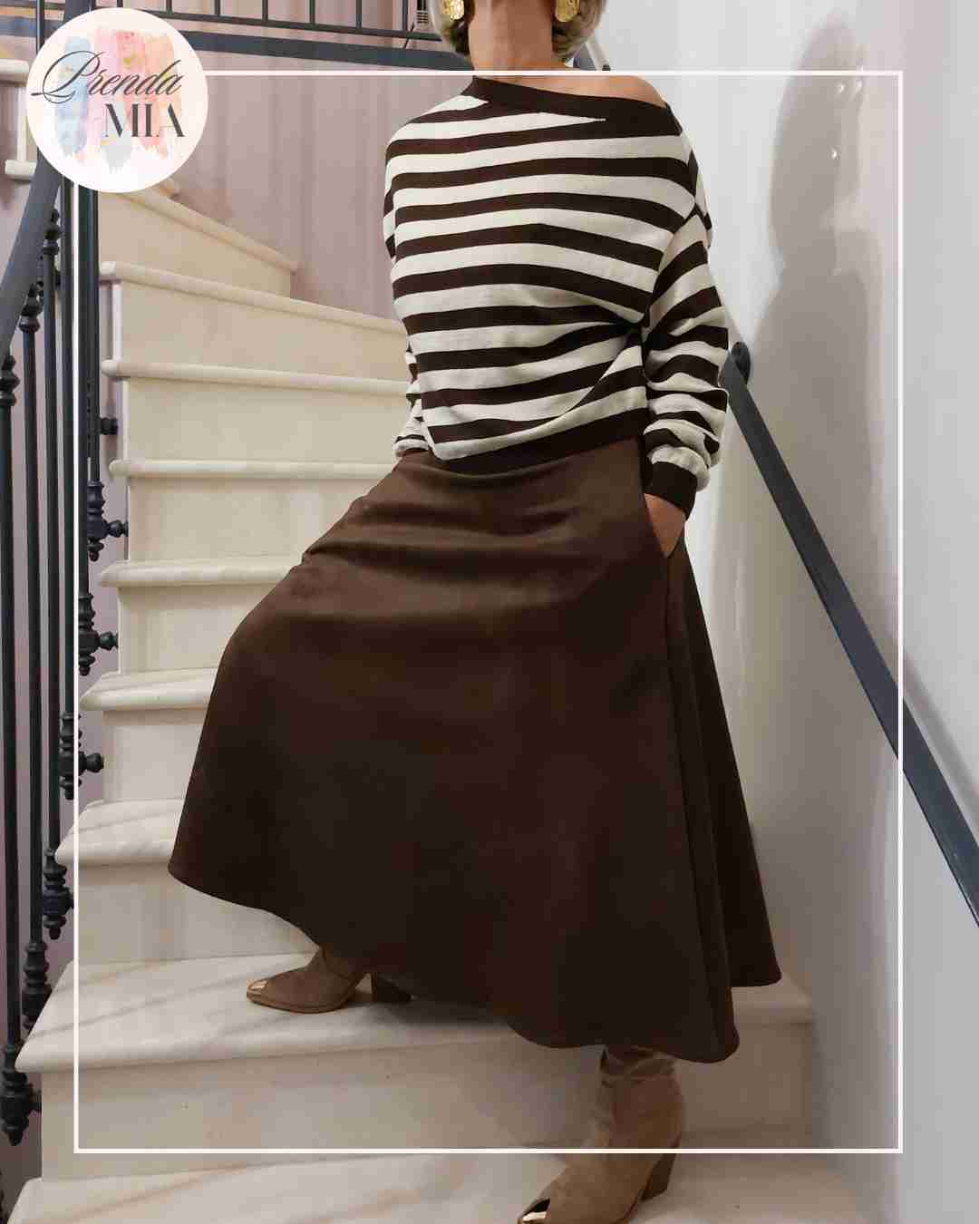 Jupe en Daim Chocolat – Style Cow-Boy