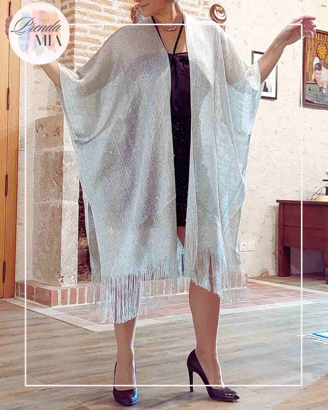 Châle brillant argenté