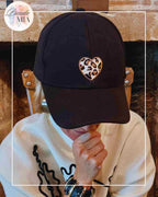 Casquette Coeur Léopard noire