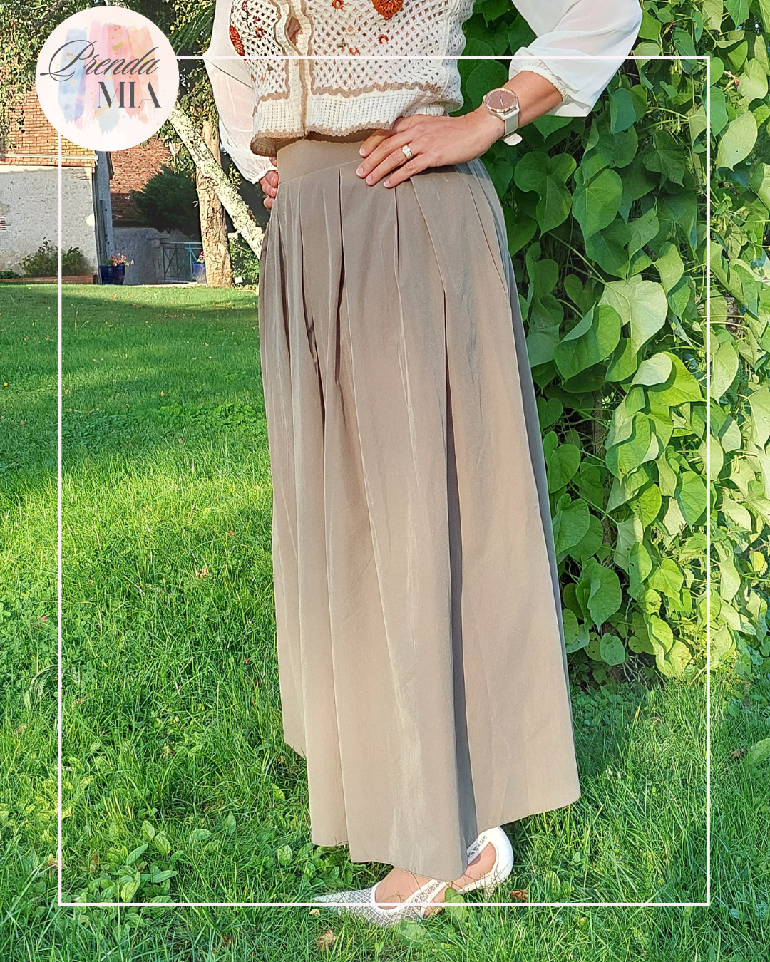 Jupe Longue Plissée kaki