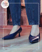 Escarpins bleu marine en similicuir