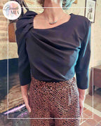 Crop Top drapé - noir