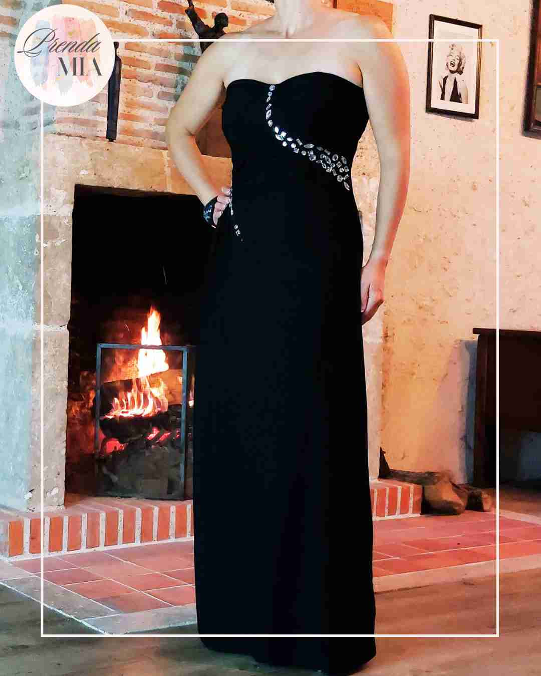 Robe bustier Strass noire