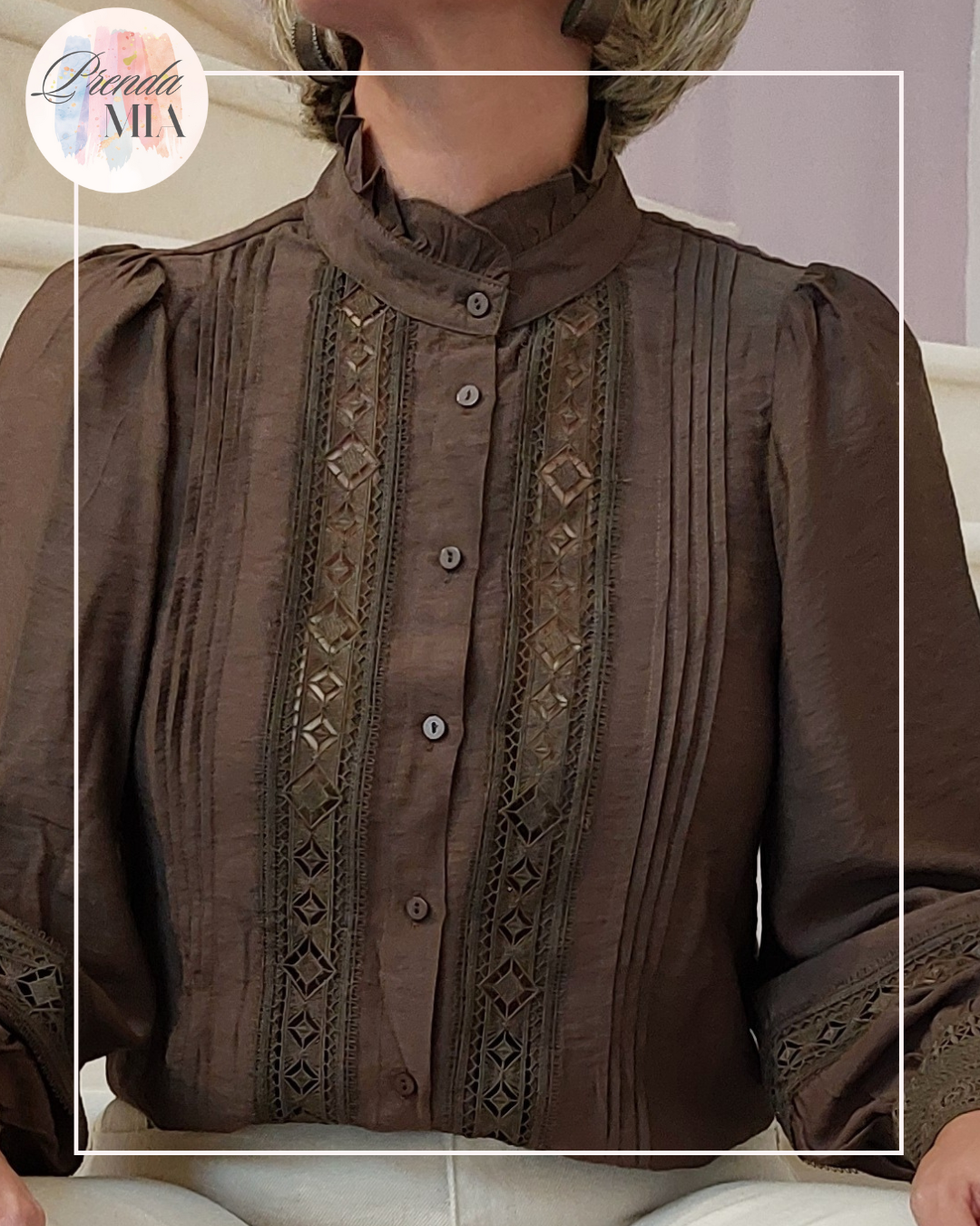 Chemisier dentelle marron