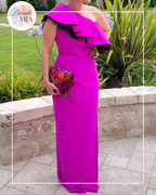 Fuchsia dress with a ruffle