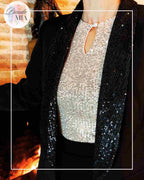 Veste blazer noire - Revers pailletés