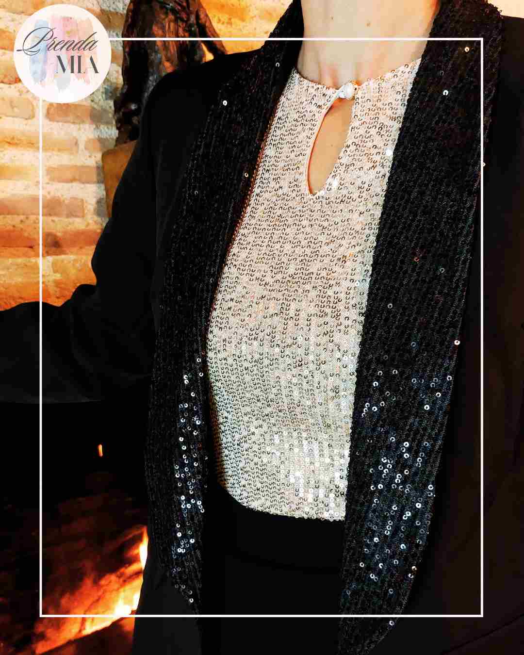 Veste blazer noire - Revers pailletés