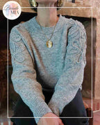 Pull en maille manches ornées - Gris clair