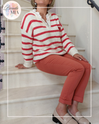 Pull rayé rouge