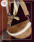 Sac Banane Daim et moumoute camel