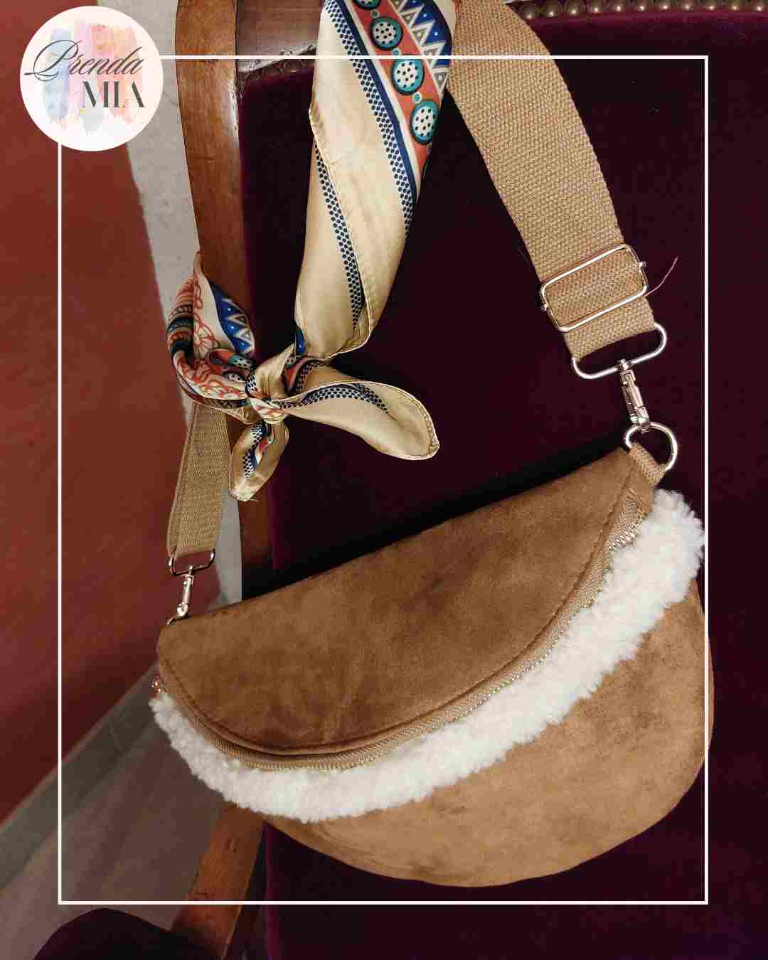 Sac Banane Daim et moumoute camel