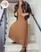 Robe longue plissée Sofia - camel