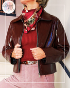Veste simili cuir Bordeaux- Marron