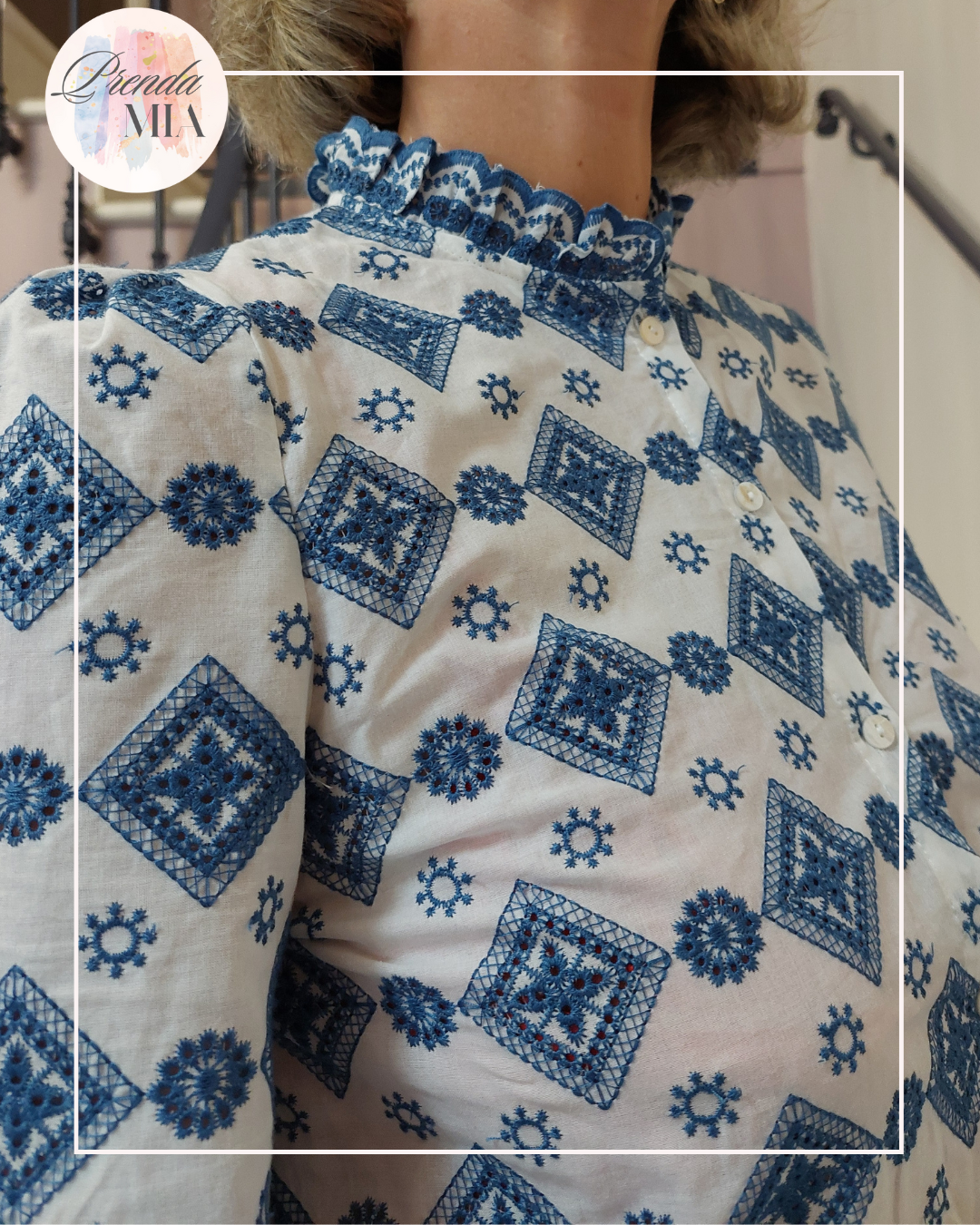 Chemisier brodé bleu