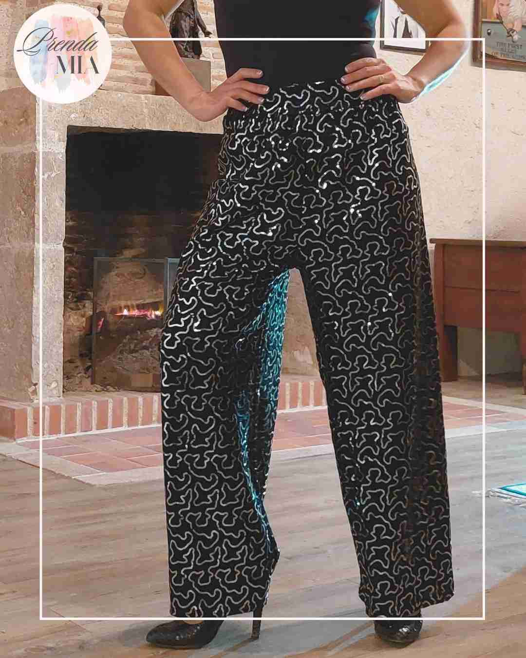 Pantalon sequins argent & noir Aura