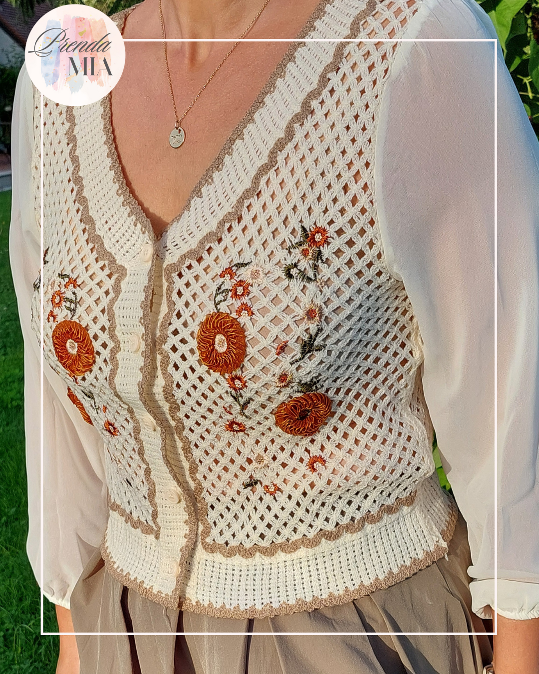 Cardigan court brodé