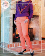 Pull Violet et Orange à Volants