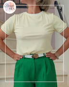 yellow crew neck t-shirt