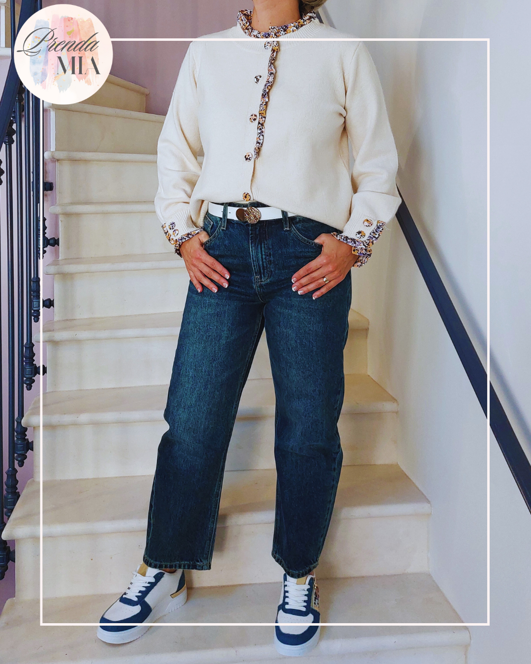 Jean momfit  boy bleu