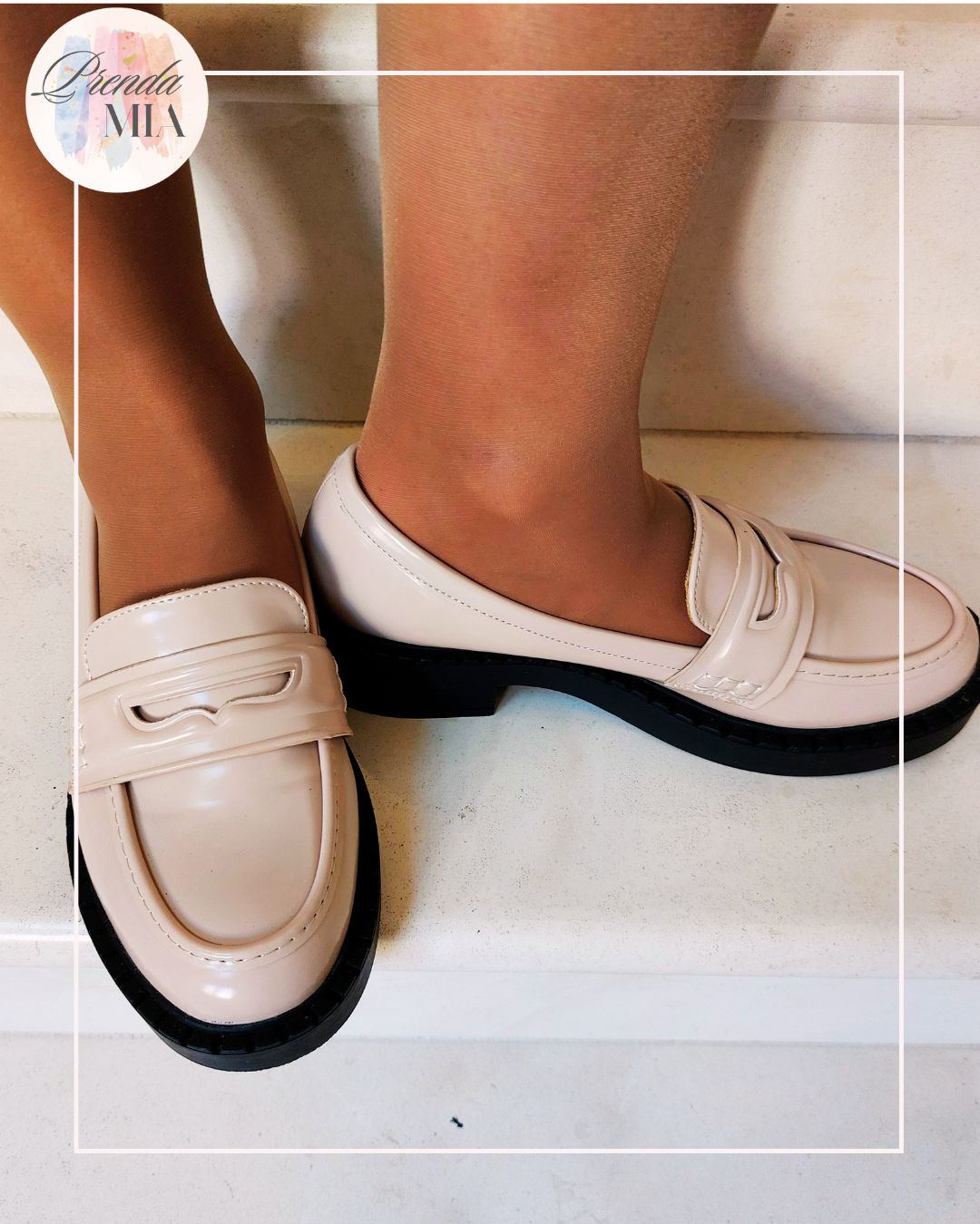 Mocassins compensés femme beige et noir