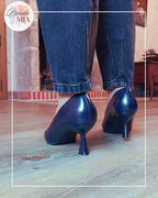 Escarpins bleu marine en similicuir