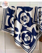 Beige &amp; navy square scarf