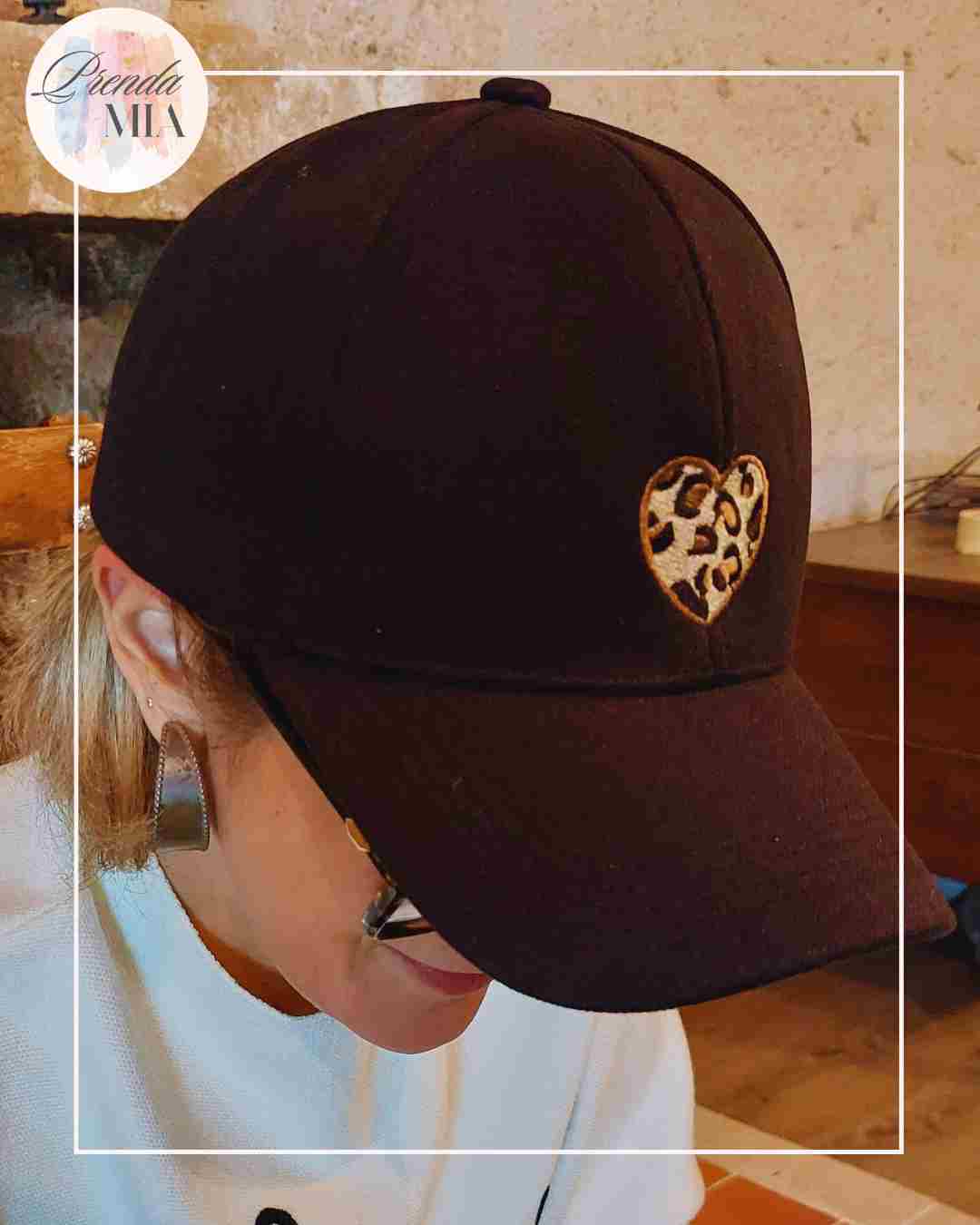 Casquette Coeur Léopard noire