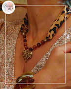 Collier Léopard, foulard et coeur