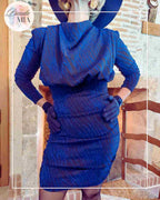 Short draped dress blue &amp; black