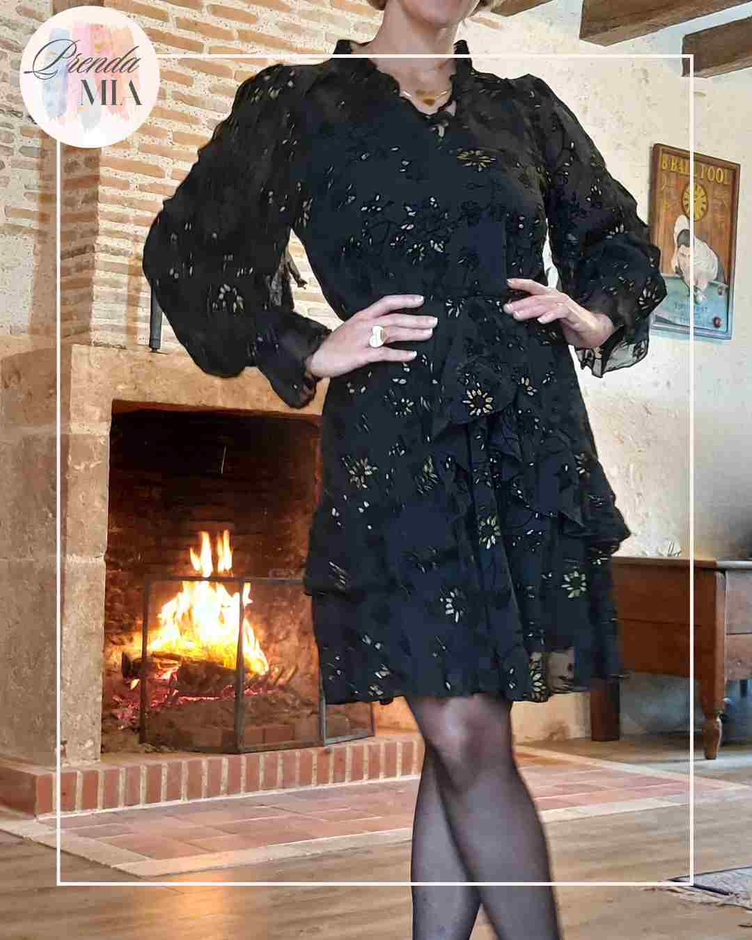 Robe Flamant Or et Noir