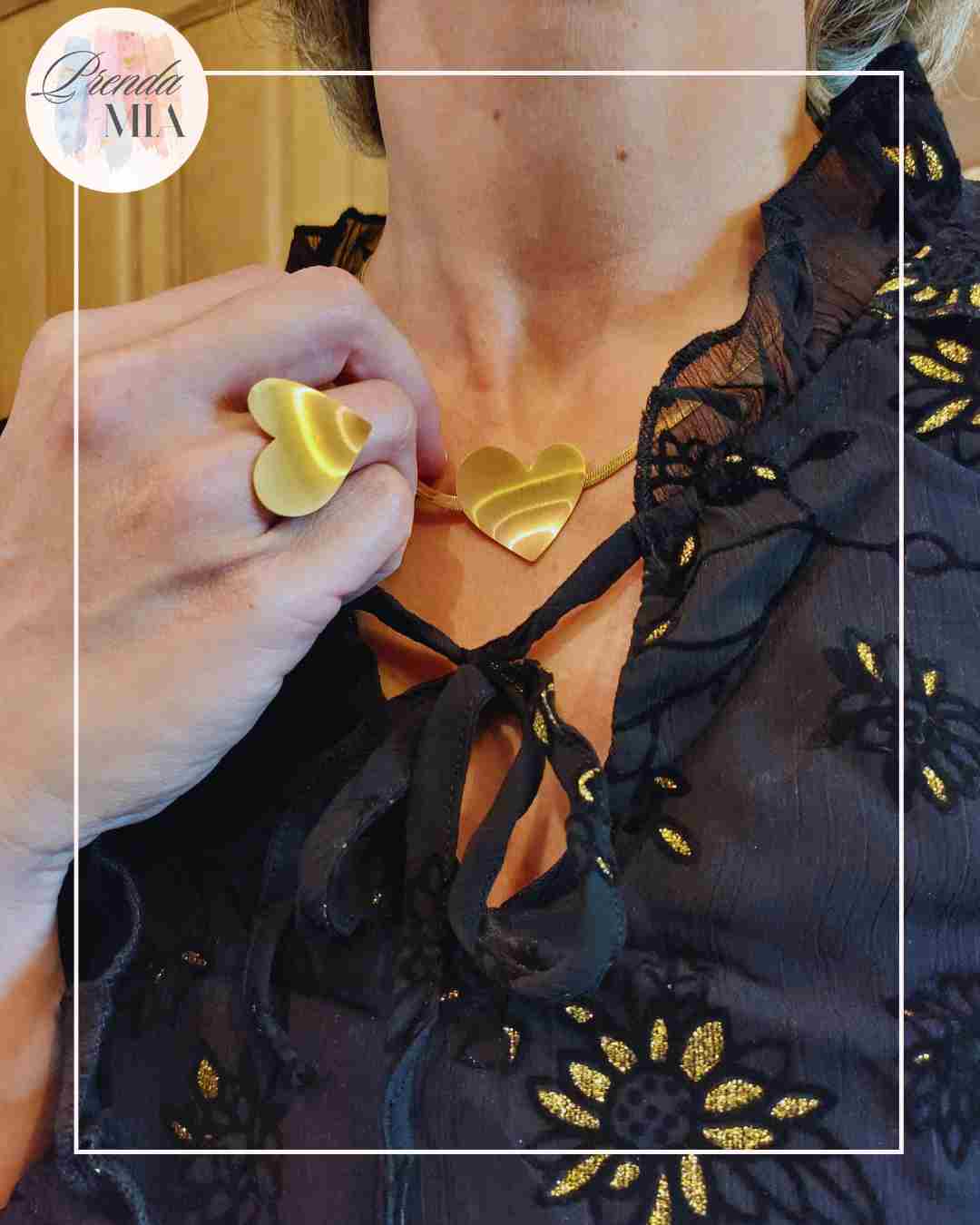 Parure Cœur – Collier, Boucles d'oreille et bague