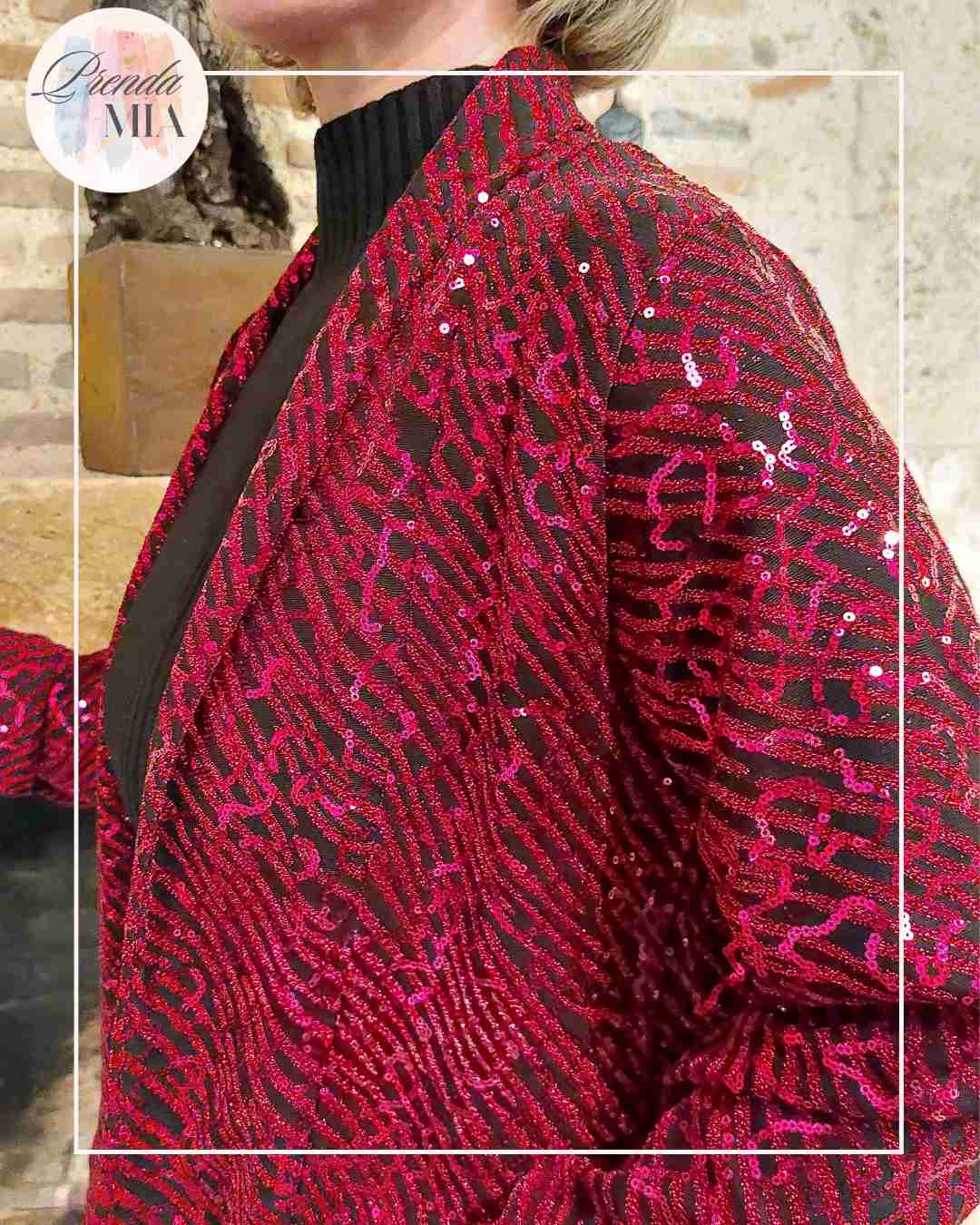 Veste Sequins Rouge Ondulé