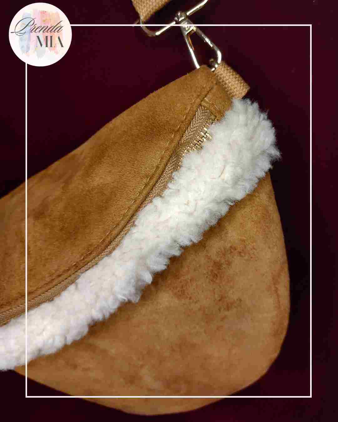 Sac Banane Daim et moumoute camel