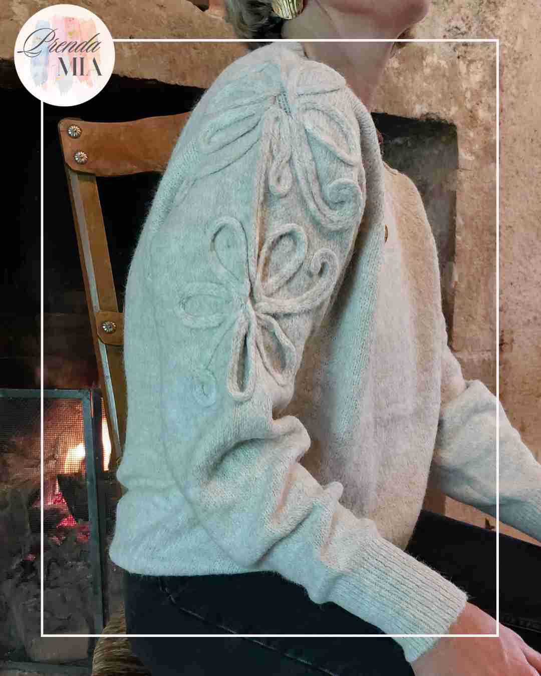 Pull en maille manches ornées - Ecru