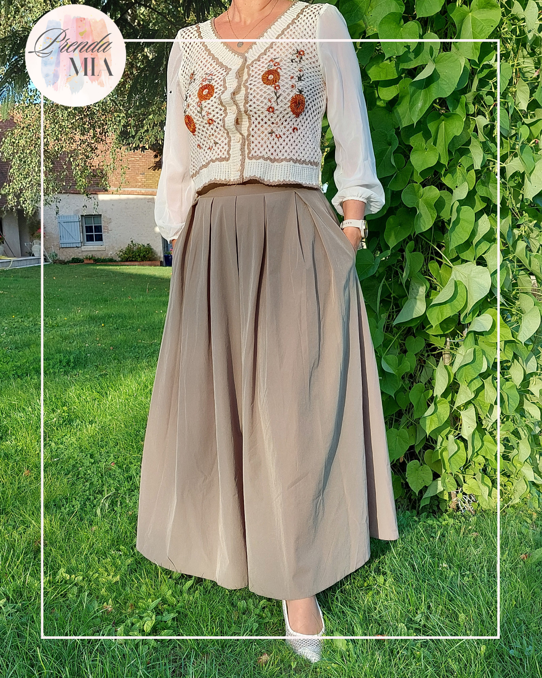 Jupe Longue Plissée kaki