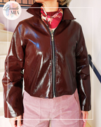 Veste simili cuir Bordeaux- Marron