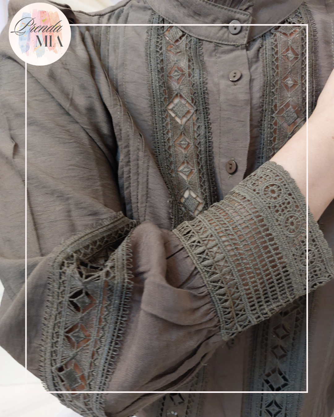 Chemisier dentelle marron