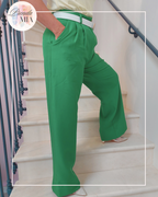 Pantalon à Taille Plissée – Vert Émeraude