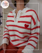 Pull rayé rouge