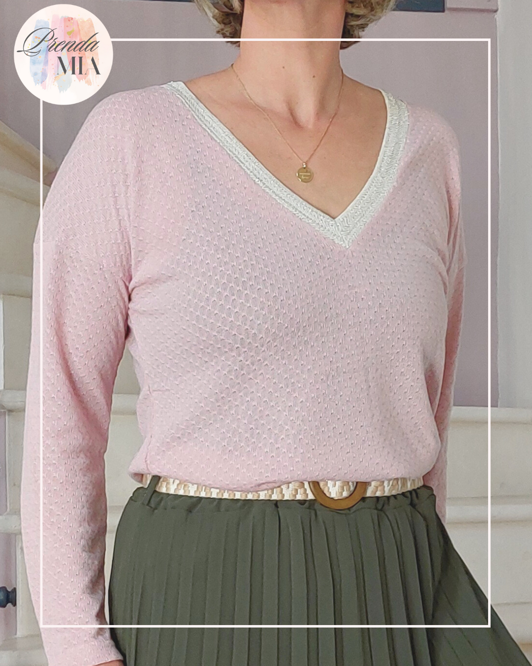 Blouse rose en maille