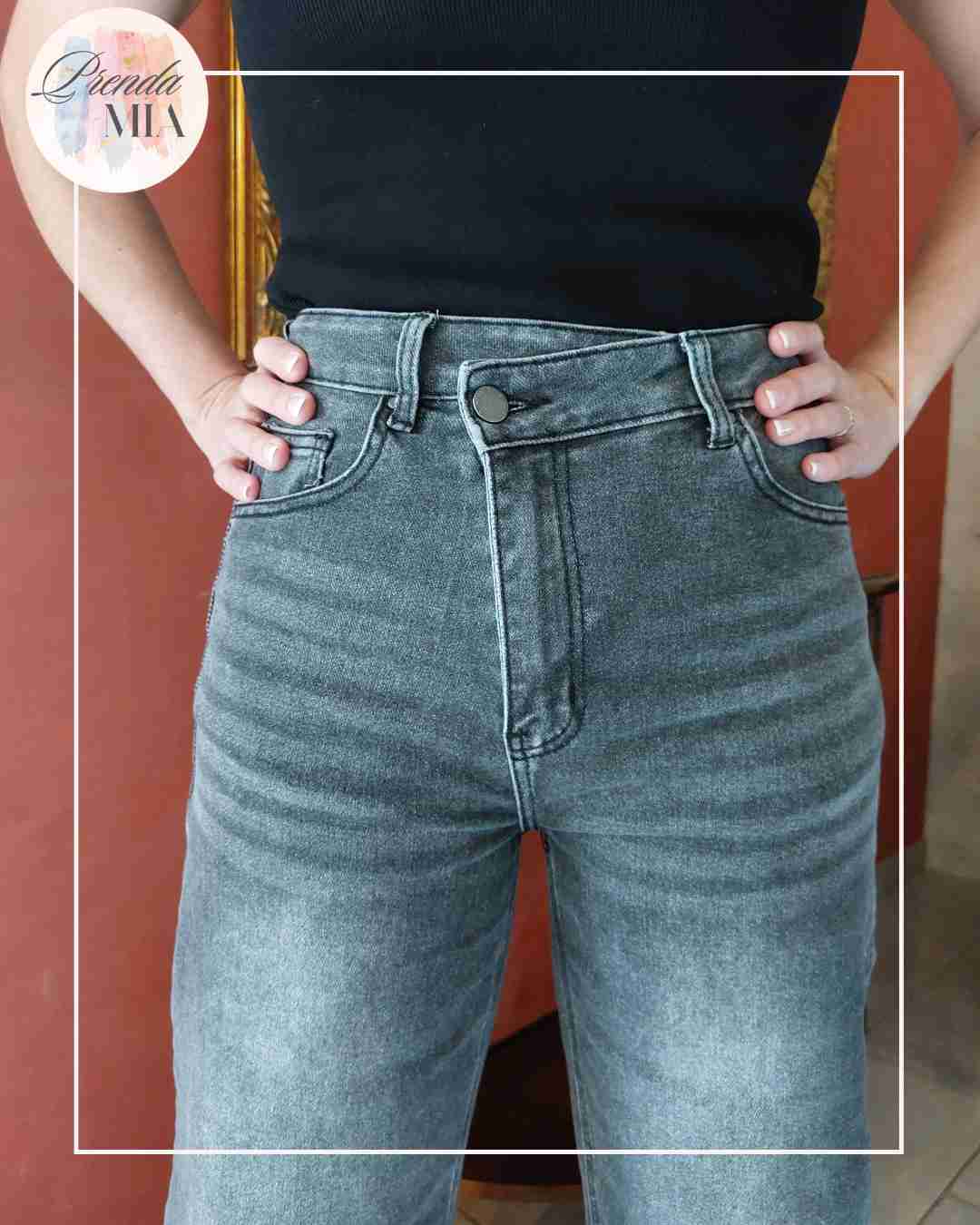 Jean Barrel Asymétrique  - Gris