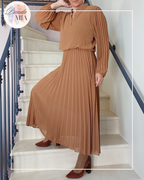 Robe longue plissée Sofia - camel