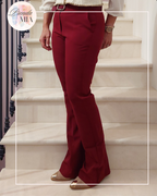 Trousers with belt – Burgundy