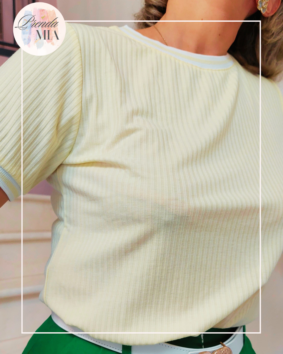 T-shirt jaune col rond