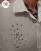 Oversized white rhinestone shirt