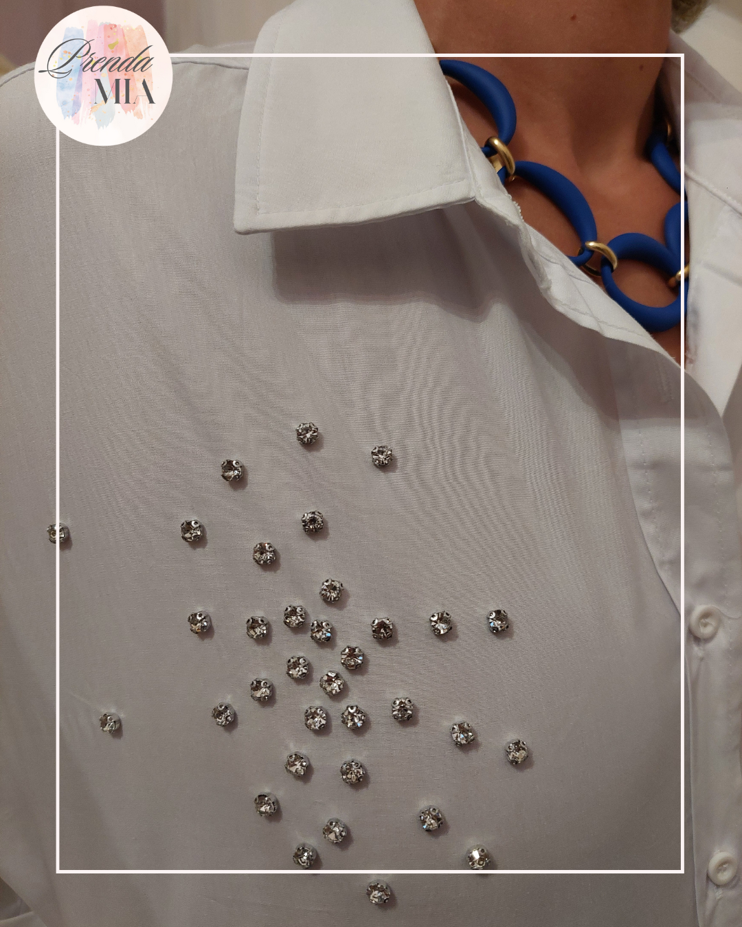 Chemise blanche strass oversize