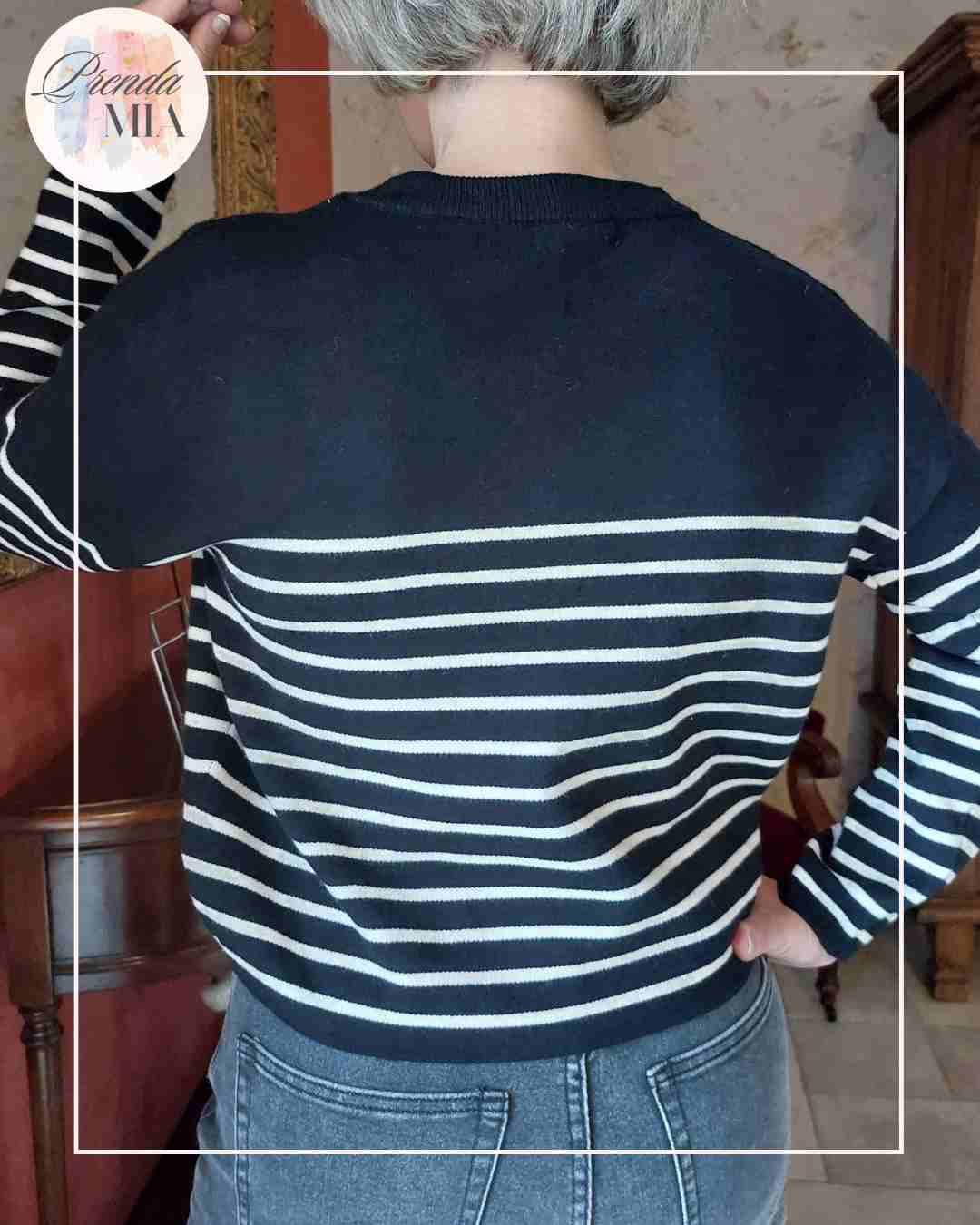 Pull Marinière Cœur - Noir