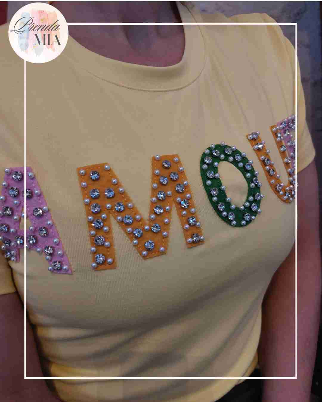 T-shirt Amour - Jaune