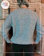 Pull en maille manches ornées - Gris clair