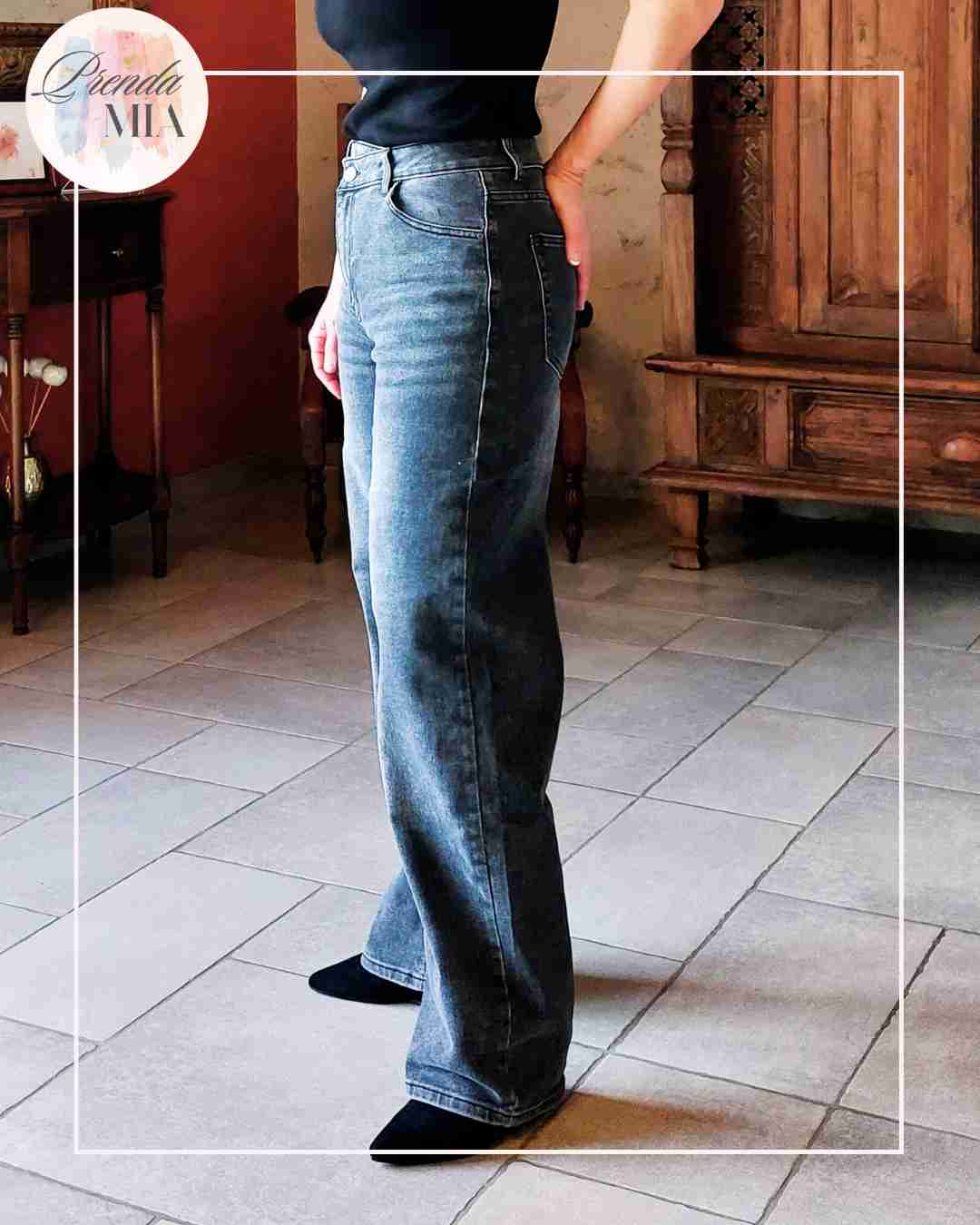 Jean Barrel Asymétrique  - Gris